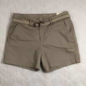 Sonoma Shorts Women’s Size 10 Khaki Tan Beige Belted Mid Rise Stretch NWT - Picture 1 of 12