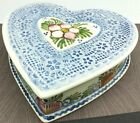 Vintage Delftware Heart Shaped Trinket Box Porcelain Floral Decorative Pretty