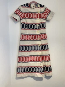 Jeannie Jersey Vintage Button Up Dress Size 10 - Picture 1 of 17