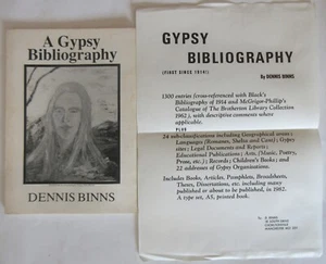DENNIS BINNS A GYPSY BIBLIOGRAPHY 1982 EO BIBLIOGRAPHIE TSIGANES RARE - Imagen 1 de 5