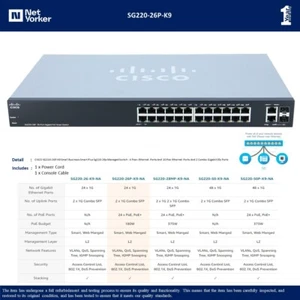 Cisco SG220-26P-K9 26-Ports Gigabit PoE Smart Switch -Sama Day Shipping - Picture 1 of 1