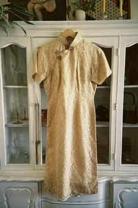 Vintage 1940s Chinese Cheongsam Silk Lace White Bridal Wedding Qipao Dress - Picture 1 of 17