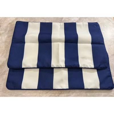 Hofdeco Blue and White Stripe Lumbar Pillow Cover Set of 2 Outdoor 12x20 - Image 1 of 4
