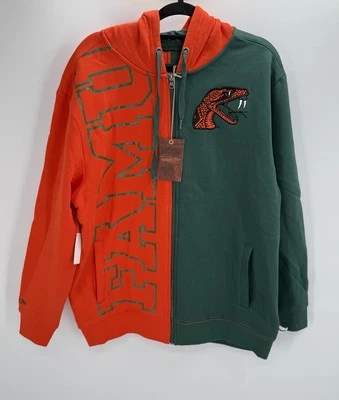 Chaqueta Mitchell & Ness para hombre con capucha Florida A&M University cremallera talla grande Foto 1 de 4