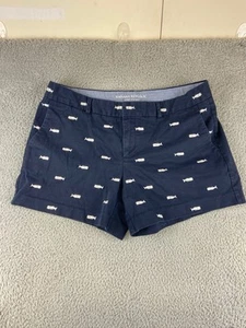 Banana Republic Shorts Womens 10 City Chino All Over Whale Embroidered Blue - Picture 1 of 10