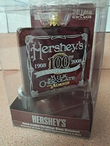 NIB Kurt Adler HERSHEYS Chocolate Bar W/almonds GLASS Ornament 100th Anniver - Bild 1 von 4