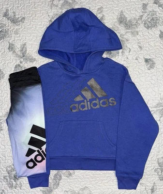Little Girls Adidas Dark Purple Hoodie & Ombré Leggings Set Sz/ 6 - Image 1 of 4
