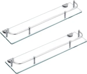 Glass Bathroom Shelf Glass Shower Shelves for Bathroom Rectangular Tempered G... - Picture 1 of 8