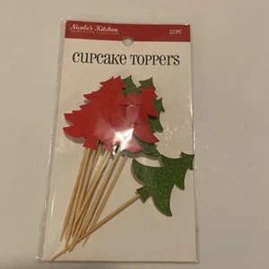 Lot of 12 Christmas Tree Cupcake Toppers! - Picture 1 of 6