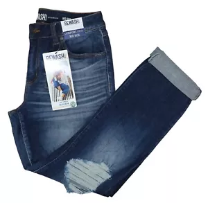 Rewash Distressed Style Mid Rise Juniors The Tomgirl Denim Jeans NWT Indigo - Picture 1 of 1