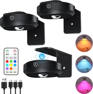 Wireless RGB Picture Lights Rechargeable with Remote 9 Colors Dimmable Timer Art - Picture 1 of 11