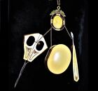 1920 Celluloid Sewing Chatelaine Thimble Holder, Scissors, Stiletto, Cameo CHAIN