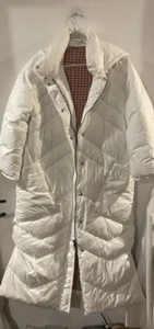 Womens Sundance White Long Puffer Winter Coat Sz M Ss2 - Picture 1 of 12