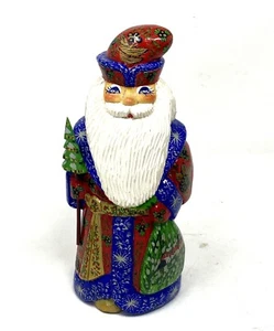 Hand Carved Artisan Wooden Santa Claus 9" Tall Figurine Christmas Folk Art - Picture 1 of 9