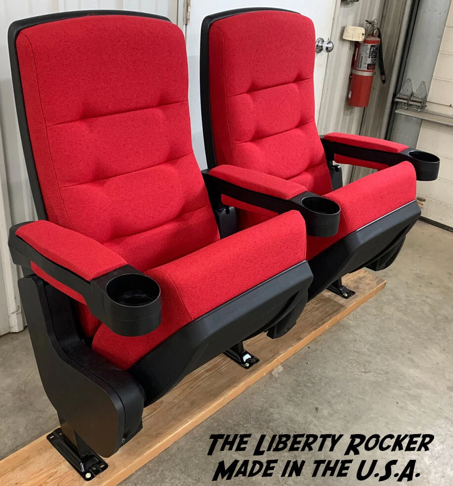 4 NEW MOVIE CINEMA Seats Rocking Home theater seating rocker Made in the USA RED - Image 1 of 4