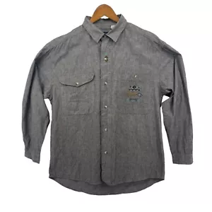Camisa Pacific Coast Highway para Hombre Grande Gris Algodón Occidental Vintage Bordada - Imagen 1 de 9