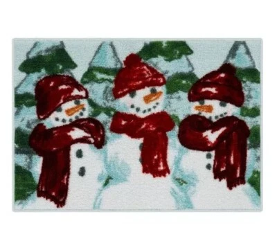 St Nicholas Square Farmhouse Christmas Snowman Bathroom 20” X 30” Bath Rug - Image 1 of 2