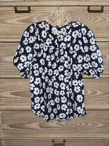 Women’s LOFT Floral Top Puff Sleeves Size XS X-Small EUC - Picture 1 of 3