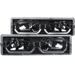 ANZO 111299 for 1988-1998 Chevrolet C1500 Crystal Headlights Black w/ Low - Brow - Picture 1 of 12