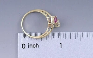 Atemberaubender 14K Gelbgold Rubin & funkelnder Diamant Toi Et Moi Ring Größe alle - Bild 1 von 4