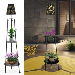 47.2'' Outdoor Metal Solar Floor Lamps with 2 Plant Stand Dragonfly Solar Lig... - Picture 1 of 7