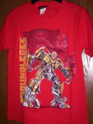 变形金刚衬衫男孩尺寸 14/16 全新 BUMBLE BEE T 恤红色大黄蜂上衣全新带标签 — 第 1/3 张图片