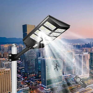 1000W LED Solar Flood Light Motion Sensor Security Wall Street Yard Outdoor Lamp - Picture 1 of 11