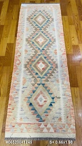 Vintage Antique Afghan Nomad Genuine Handmade Wool Kilim Rugs Runner 66x198cm - Picture 1 of 8