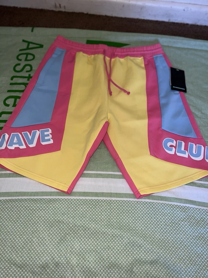 Розовый дельфин эксклюзивный розовый графический мужской взрослых логотип повседневный пот шорты - Изображение 1 из 4