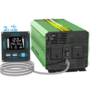 EDECOA Power Inverter 12V 240V Pure Sine Wave Inverter 2000W ECO Remote with USB - Picture 1 of 14