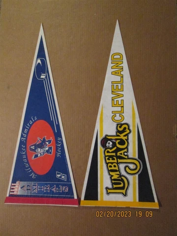 IHL Milwaukee Admirals & Cleveland Lumberjacks Vintage Logo Hockey Pennants Cover