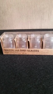 NEW Set of 4 Shot Glasses Kikkerland Mason Jar Handles Toothpick Holder 2.5" H - Picture 1 of 11