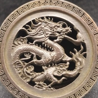 Antigua estatua de incienso quemador de incienso dragón de tres patas de cobre púrpura chino Foto 1 de 4