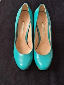 Nicholas Kirkwood Killer Pumps Heels Platform Blue Leather Yellow Snake 41 10 !! - Picture 1 of 8