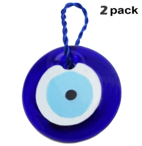 Paquete de 2"" Grande Redondo Azul Turco Malos Ojos Amuleto Dije Colgante de Pared Decoración - Imagen 1 de 4