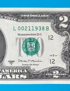 February 1, 1938 / 2 January 1938 L 00211938 B BIRTHDAY Note $2 Two Dollar Bill - Picture 1 of 3