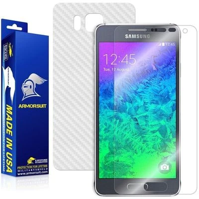 ArmorSuit Samsung Galaxy Alpha Screen Protector + White Carbon Fiber Made in USA - Image 1 of 4