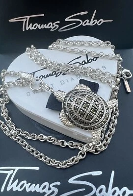 Massive Thomas Sabo Kette 70 & Riesen Pave Schildkröte 🐢 Charm Anhänger Rarität - Bild 1 von 4