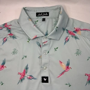 Bad Birdie Golf Polo Size Large L Tropical Parrot Performance Stretch - Picture 1 of 14