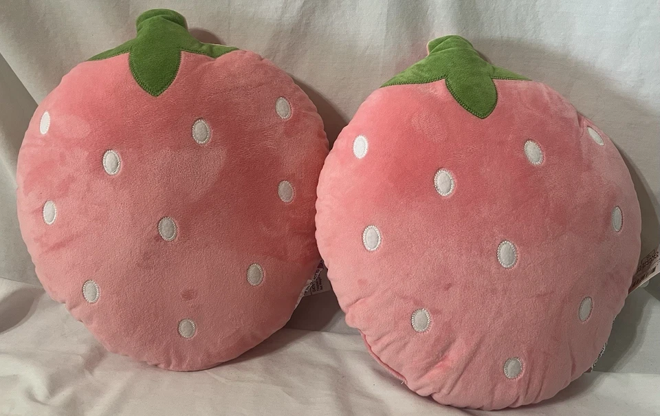 Lote de 2 Almohadas Decorativas Felpa Suave Fresa Rosa 13" x 11.25" Foto 1 de 1