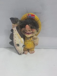 Troll Salmon Fisherman Vintage Refrigerator Magnet Fishing Troll Norway Handmade - Picture 1 of 5