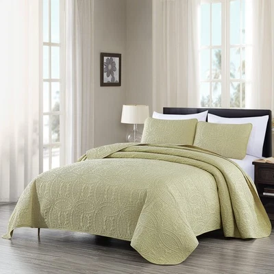 Juego de colcha colcha de gran tamaño edredón pinsonico de 3 piezas Chezmoi Collection Austin Foto 1 de 4