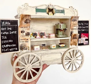 Miniature Coffee Shop DIY Kit 1:6 Scale Dollhouse Market Cart (Not Assembled) - Picture 1 of 8