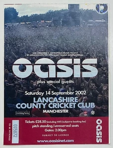 Oasis Konzertkarte Lancashire Country Cricket Club Manchester 14.09.2002 - Bild 1 von 1