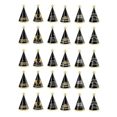 30pcs Happy New Year 2025 Headwears Elegant Party Hat Paper Photography Props - Image 1 of 4