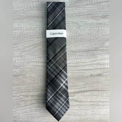 Corbata a cuadros Beldon negra y gris Calvin Klein para hombre Foto 1 de 4
