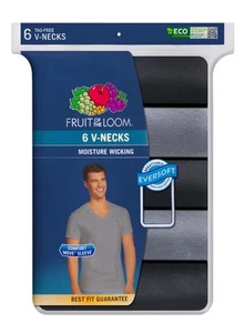 Fruit Of The Loom 6er Pack feuchtigkeitsableitende V-Ausschnitt T-Shirts Herren Gr. S (34-36) - Bild 1 von 4