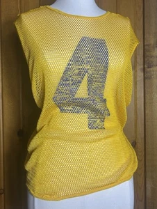 Vintage 60s 70s Mesh Jersey Mens Small High School Shirt Yellow #4 Favre Packers - Picture 1 of 17