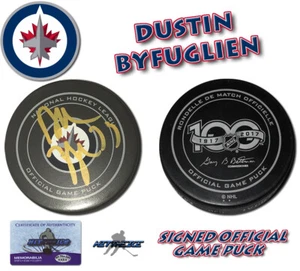 Dustin Byfugulien Signed Winnipeg Jets Official Game Puck - w/COA - Picture 1 of 1