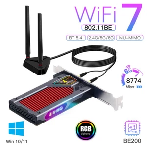 WiFi 7 Intel BE200NGW M.2 Karta Tri-Band BT 5.4 Wireless Desktop PCI-E Adapter PC - Zdjęcie 1 z 28